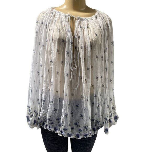 Free People One sheer floral boho Blouse tunic m/l - Picture 2 of 8